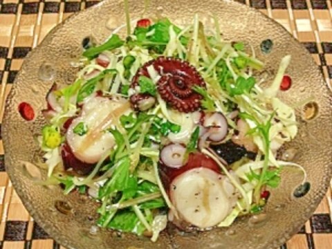 大好きタコあれんじ♪香味野菜ジュワッとごま油サラダ